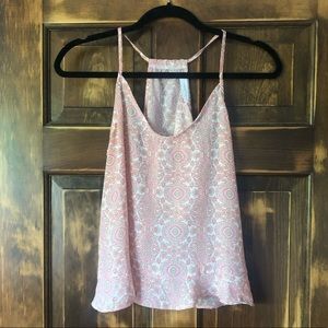 LUSH Pink Patterned Open Back Tank Top